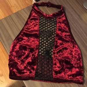 Burgundy Velvet Halter Top